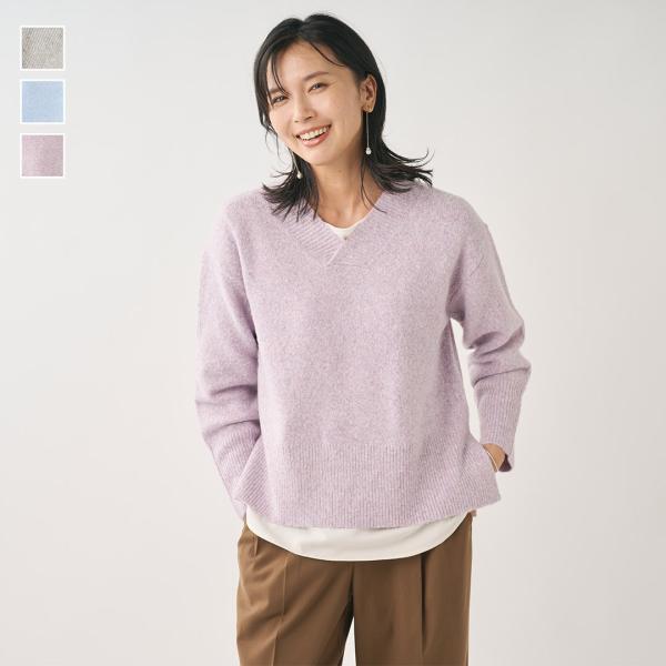 レディース トップス ニット セーター Vネック シンプル 柔らか ウォッシャブル ストレッチ おし...