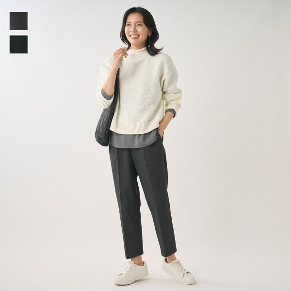 レディース ボトムス パンツ テーパード 裏起毛 定番 美脚 ウォッシャブル ストレッチ おしゃれ ...