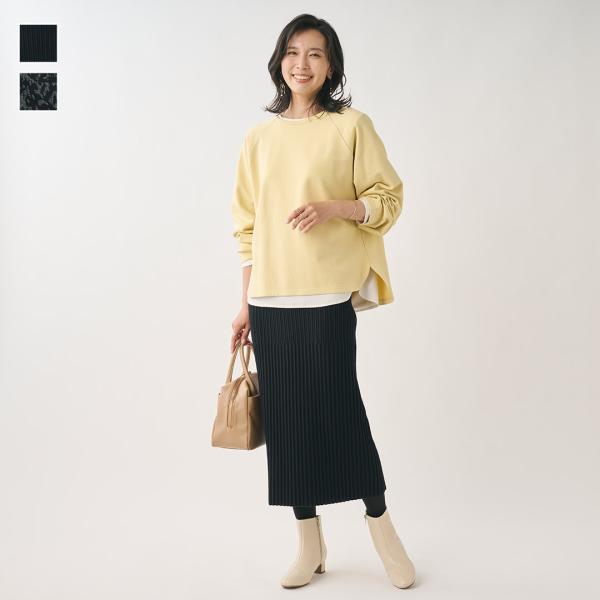 レディース ボトムス スカート ニットスカート アイライン 体型カバー ウォッシャブル 静電気軽減 ...