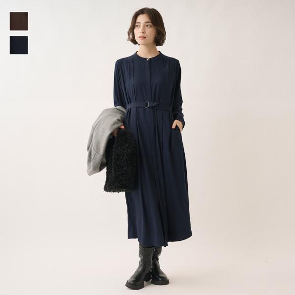 レディース ワンピース シャツワンピース シャツワンピ ワンピ タック ウォッシャブル おしゃれ 秋...