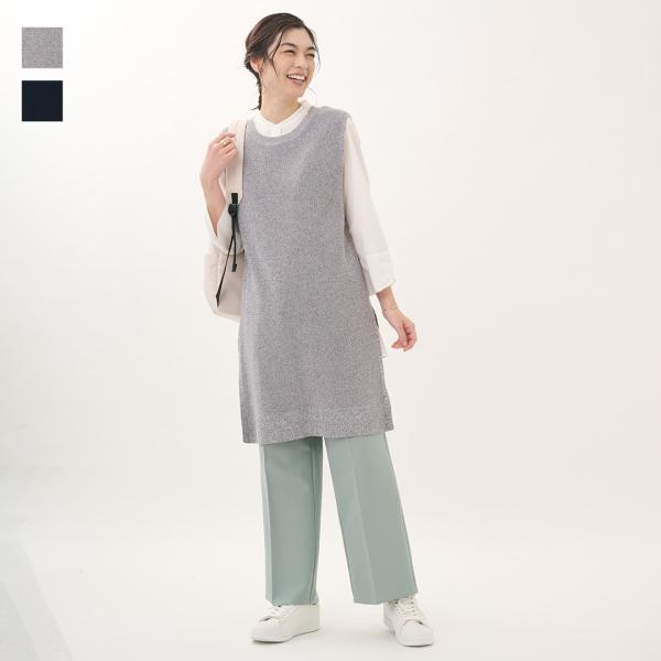 レディース トップス ベスト ニット ロング 体型カバー ウォッシャブル おしゃれ 通販|リネンタッ...