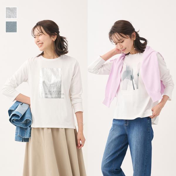 レディース トップス Tシャツ プリント ロンT 長袖 ウォッシャブル 春 おしゃれ 通販|スクエア...