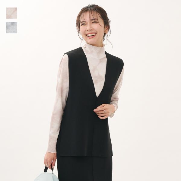 レディース トップス インナー シアー プリント マーブル ストレッチ ウォッシャブル 春 おしゃれ...