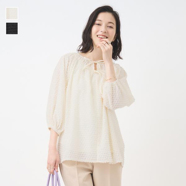 レディース トップス ブラウス リラックス 2WAY 華やか ウォッシャブル ジャガード 夏 初夏 ...