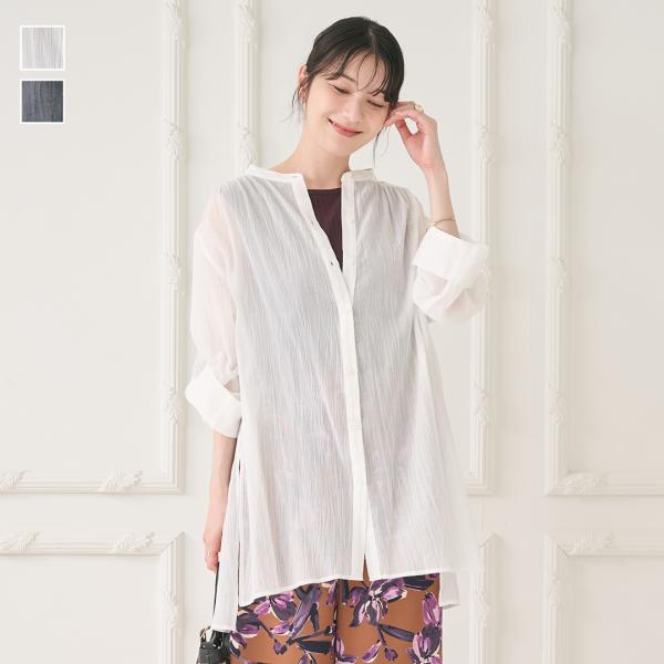 レディース トップス シャツ ロングシャツ コットン 綿100％ 薄い 軽い 通気性 ウォッシャブル...