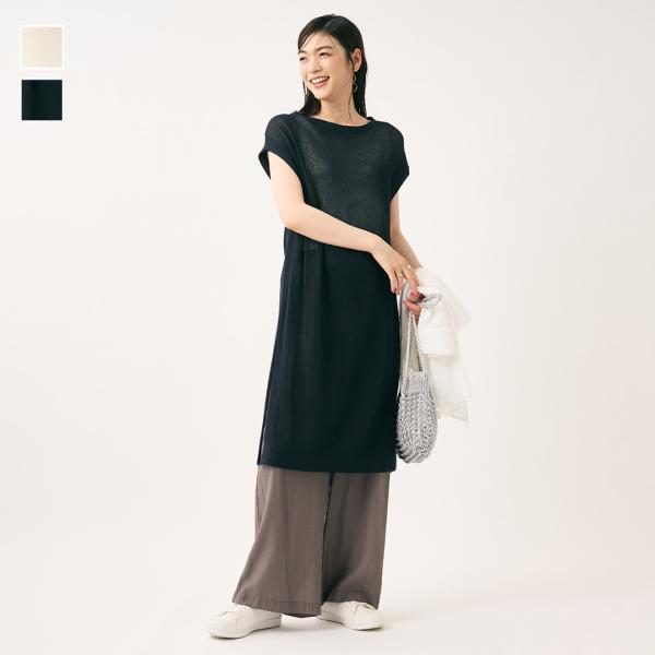 レディース 上下セット セットアップ チュニック パンツ メッシュ ウォッシャブル 夏 おしゃれ 通...