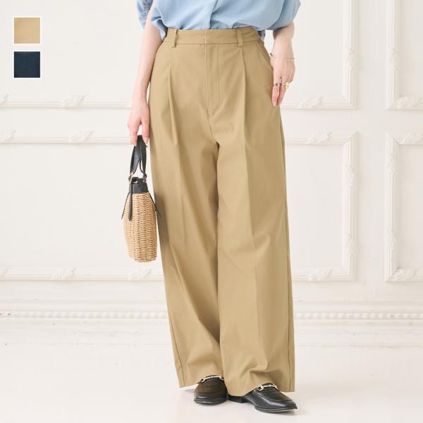 レディース ボトムス パンツ ワイド デニム タック 撥水 防汚 ウォッシャブル 秋 おしゃれ 通販...