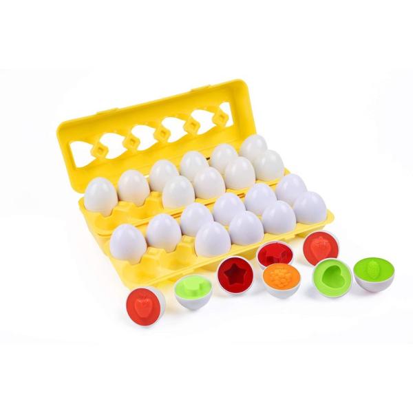 モンテッソーリ マッチング卵24ピースセットカ な色、形、分類認識スキル 数字の認識 学習玩具 男の...