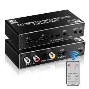 avedio links HDMI音声分離器 光デジタル 4K@60Hz HDMI 切り替え器2入力1出力 ARC リモコン付き HDMI｜keywest-store