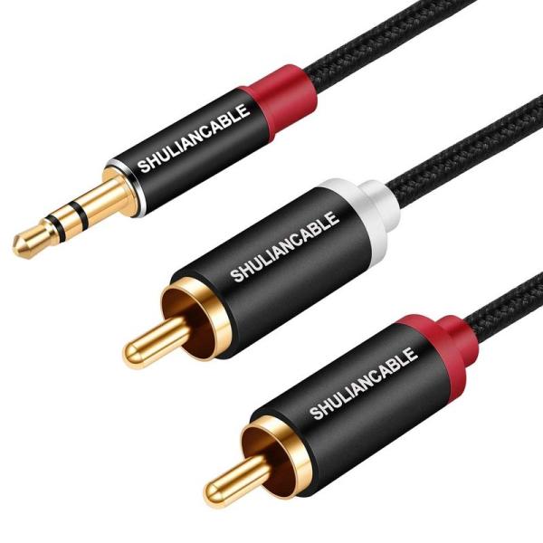 SHULIANCABLE 3.5mm to 2RCA 変換 ステレオオーディオケーブル， オス to...