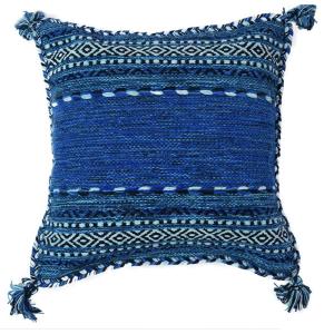 サヤンサヤン クッションカバー 手織り インド キリム 45x45 ブルー エスニック アジアン 綿｜keywest-store