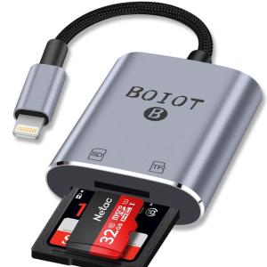 2023新版 MFi認証品BOIOT iPhone SDカードリーダー 2 in 1 Lighting SD/TFカードカメラリーダー 双方｜keywest-store