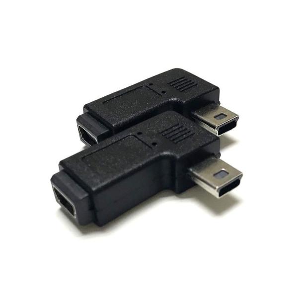 AGG 2個セット右L型 Mini USB 変換アダプタ 方向転換 コネクタ ミニUSB メス → ...