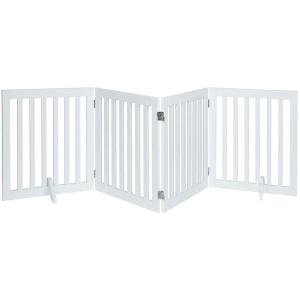 unipaws 木製犬用ゲート、折り式バリア、ペット用家具フェンス 、白い｜keywest-store