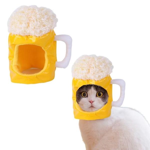 猫用 服 コスプレ ペット帽子 猫犬用コスプレ かぶりもの 被り物 犬猫用帽子 ビールです 可愛い ...