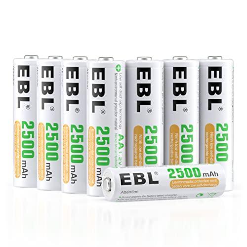 EBL 単3電池 充電式 8本セット 大容量2500mAh長持ち ニッケル水素充 単3電池 約120...
