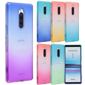 Xperia1 ケース TPU グラデーション 保護 お洒落 シンプル カバー 衝撃 ソフトケース 吸収 アクセサリー エクスペリア1 SO-03L SOV40 Xperia1 スマホケース