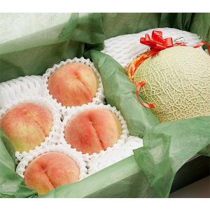 果物 ギフト 赤肉 メロン と 完熟 桃 詰め合わせ...