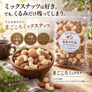 ミックスナッツ 素焼き 無塩 まごころミックスナッツ 200g 無添加 3種のナッツ アーモンド カシューナッツ マカダミアナッツ お取り寄せ お菓子 元気のたね