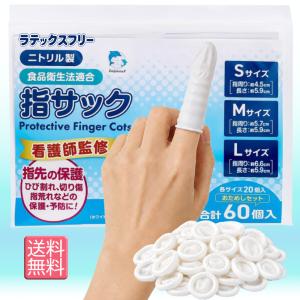 看護師監修 指サック ニトリル製 ラテックスフリー 食品衛生法適合 指先保護 使い捨て S M L 各20個入 おためしセット 合計60個入