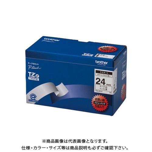 ブラザー ピータッチテープ24mm白/黒 5個入 TZE-251V