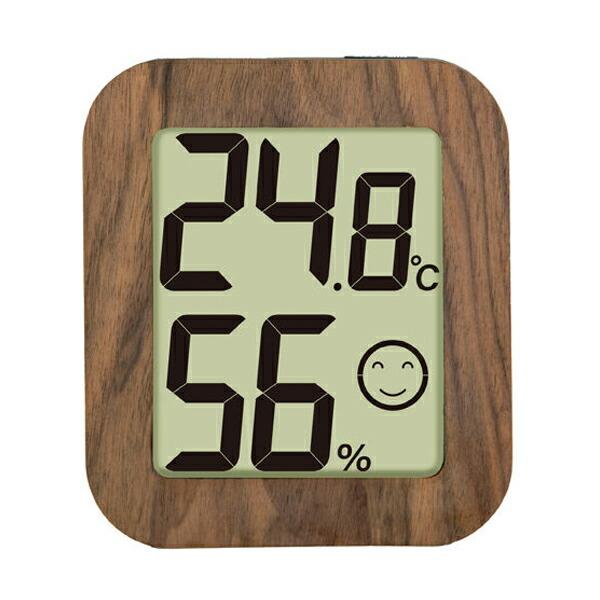 デジタル温湿度計 環境チェッカー 木製 ダークブラウン 124×109×23mm 大文字 73235...