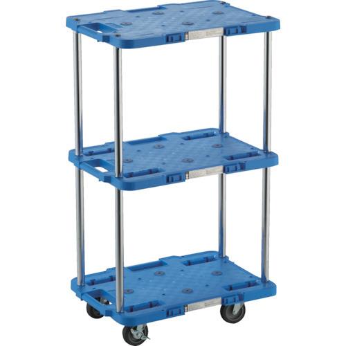 TRUSCO 樹脂製台車 ルートバン 3段式 370X500 4輪自在ストッパー付 青 MPB-50...