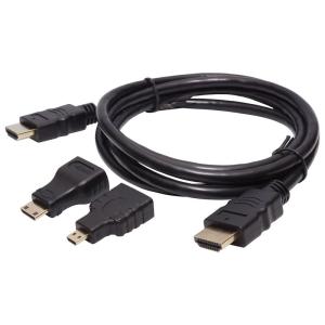 変換アダプタ付きHDMIケーブル 1.5m MiniHDMI MicroHDMI 変換コネクタ