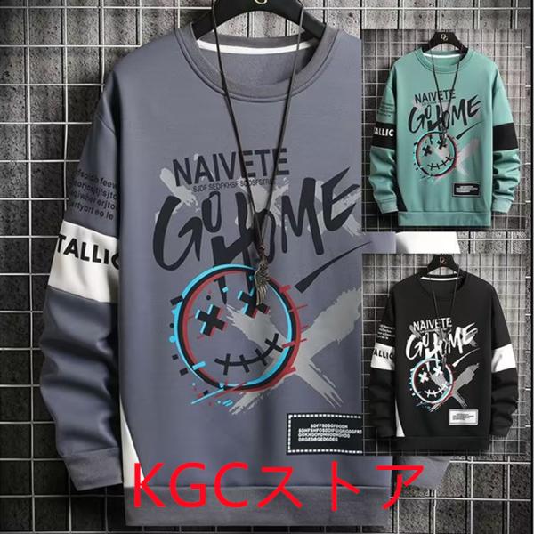 日系 メンズ パーカーカジュアル ヒップホップ 丸襟  プリント プルオーバーパーカ トップス サイ...