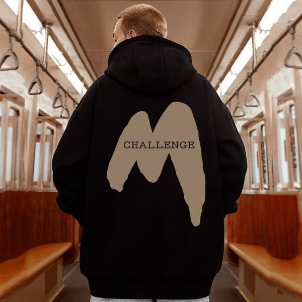 oversize メンズ パーカーフード付き 綿 ゆったり 英字プリント スポーツ ヒップホップ プ...