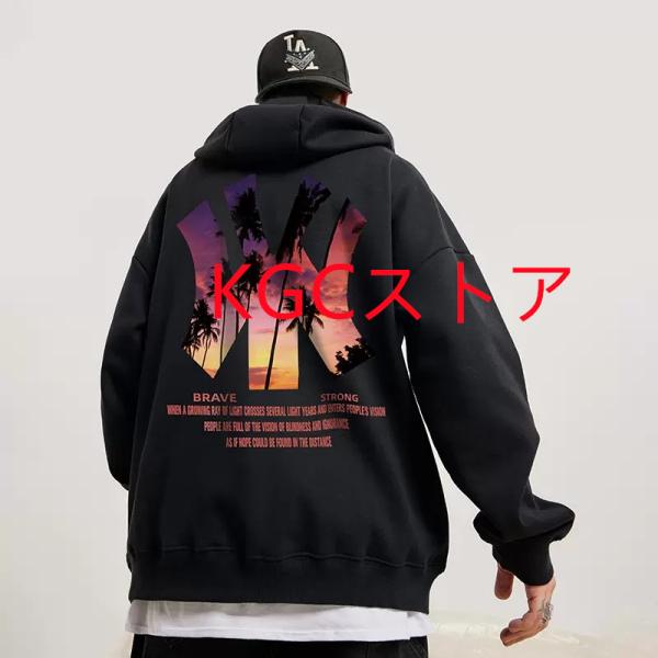 メンズ パーカー 英字プリント プルオーバー oversize だぶだぶ デブ パーカー  大きいサ...