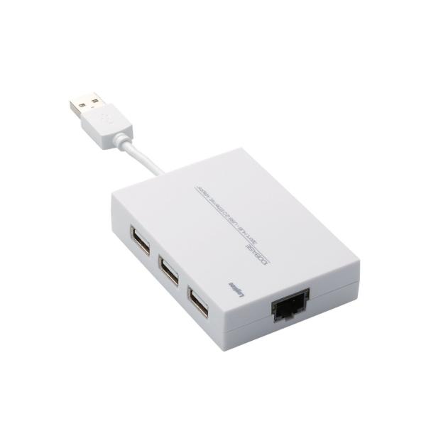 ロジテック 有線LANアダプタ USB 2.0 USB2.0ハブ3ポート付 LAN-TXU2H3A