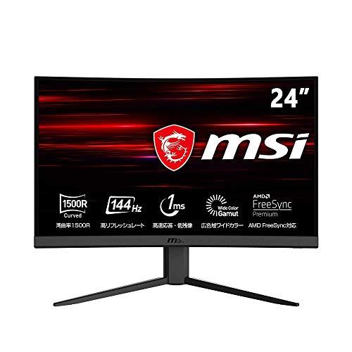 MSI ゲーミングモニター VA湾曲パネル 144Hz 23.6インチ スリムベゼル 高い色再現性 ...