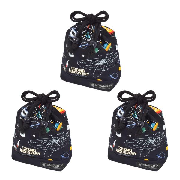 COLORFUL CANDY STYLE 巾着 小 コップ袋(ネームタグ付き) 太陽系惑星とコスモプ...