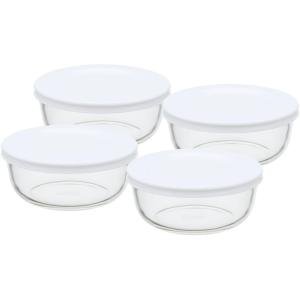 iwaki(イワキ) 耐熱ガラス 保存容器 電子レンジ オーブン SS 180ml×4個セット ホワイト パックぼうる KBC4130-W1 グラタ