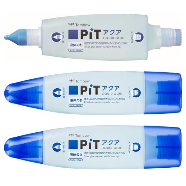 トンボ鉛筆 液体のり (太&amp;細のツインタイプ) アクアピット 3個 HCA-311