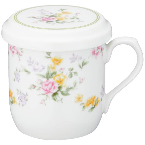 NARUMI(ナルミ) フタ付 マグカップ フラワー 290cc 花柄 かわいい フラワーリング 茶...