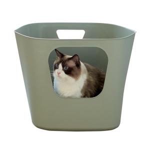 【OFT】 フレキシブルリッターボックス オリーブグリーン 猫 トイレ 大型 98%再生プラスチック 大きい 飛び散り 防止 取っ手付き 丸洗い可能