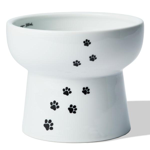 猫壱 ハッピーダイニング 猫用 脚付ウォーターボウル ハイタイプ 猫柄 電子レンジ 食器洗浄機対応