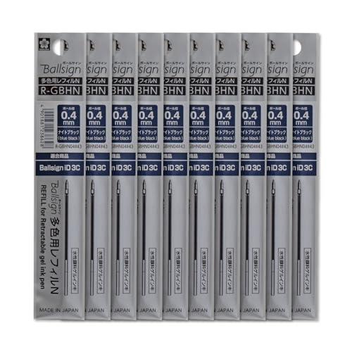 サクラクレパス ボールペン替芯 多色用 ボールサインiD3C 専用 0.4mm ナイトブラック 10...