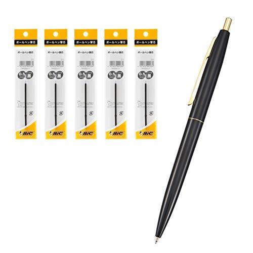 Bicジャパン ビック(Bic) ボールペン クリックゴールド 0.5 油性 黒 なめらか 黒軸 替...