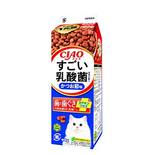 チャオ (CIAO) すごい乳酸菌 クランキー かつお節味 400g×12個 猫用 ドライフード 牛...