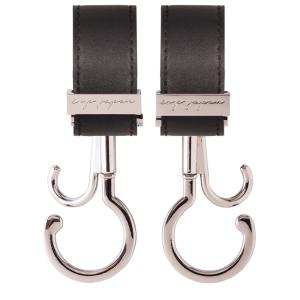 e.x.p.japon PP バギーフック SV-合皮ブラック 360度回転 ダブルフック ベビーカー 荷物フック 耐荷重約60キロ ベビーカーフッ