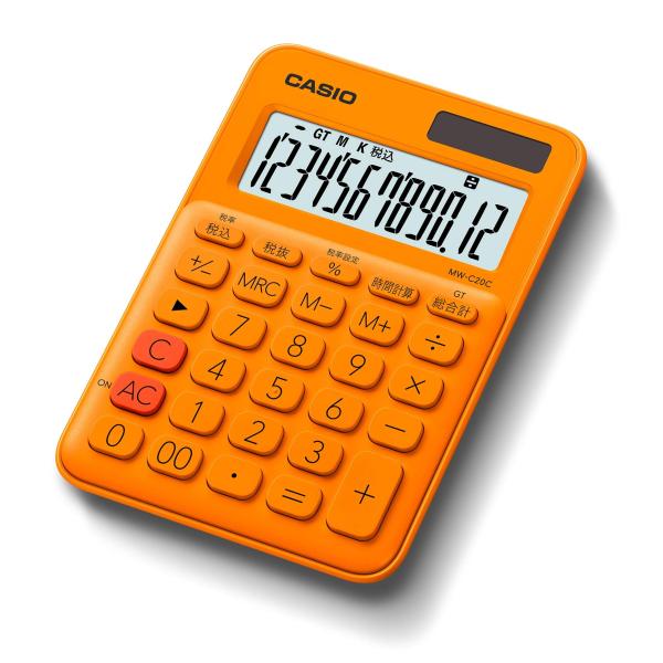 カシオ カラフル電卓 オレンジ 12桁 ミニジャストタイプ MW-C20C-RG-N