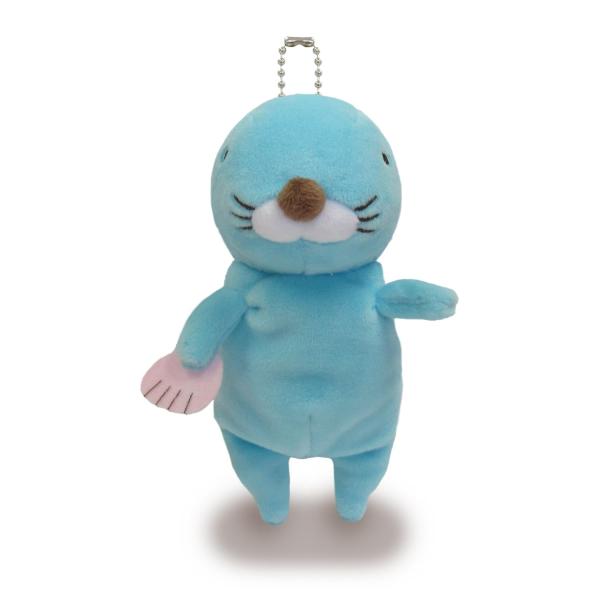 モリサカグローバル もちぼのぼのmini 6×6×13cm 水色 ぬいぐるみ マスコット ボールチェ...