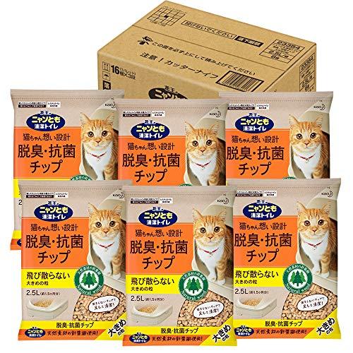 ニャンとも清潔トイレ 花王 脱臭・抗菌チップ 大きめの粒 2.5L×6個 (ケース販売) [システム...