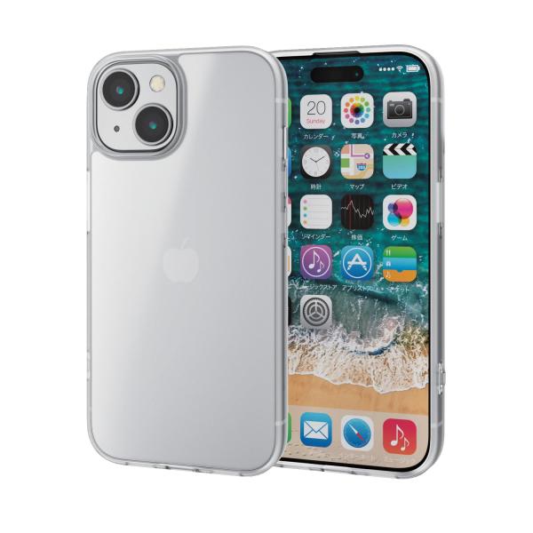エレコム iPhone15 ケース マット さらさら 耐衝撃 衝撃吸収 半透明 指紋防止 四つ角エア...