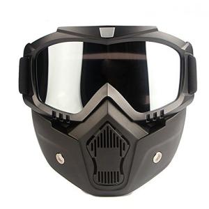 フルフェイスマスク バイク ＵＶカット 分離可能 多機能 ゴーグル 防塵 コスプレ サバゲー クリアカラー