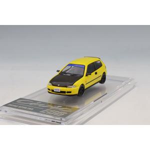 BM CREATIONS 1/64 ホンダ EG6 イエロー/カーボンボンネット 右ハンドル