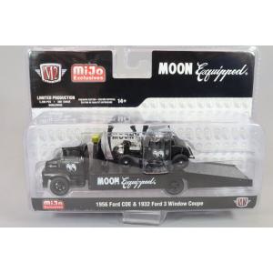 【Mijo特注】 M2マシーン 1/64 1956 フォード COE & 1932 フォード 3 ウインドー クーペ MOON Equipped ブラック｜kidbox